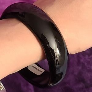 Untreated Natural Black Agate Chalcedony Bangle